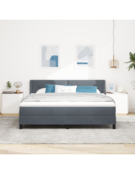 Letto a molle con testiera Grigio scuro 200 x 180 cm Poliestere