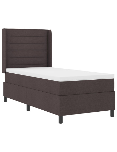 Letto a Molle con Materasso Marrone Scuro 100x200 cm Tessuto