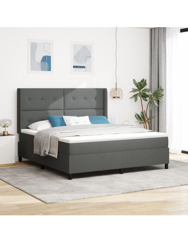 Letto a molle con materasso Grigio scuro 180 x 200 cm Tessuto