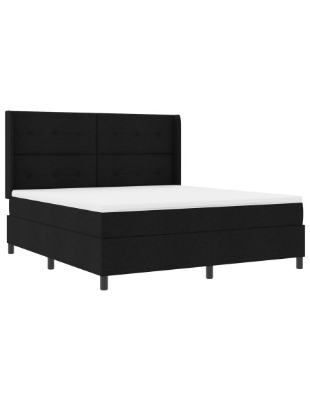 Letto a molle con materasso Nero 180 x 200 cm Tessuto