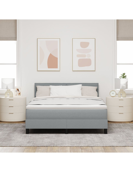 Struttura Letto  con Materasso Grigio Chiaro Tessuto 140 x 190 cm
