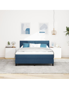 Letto a molle con materasso con led Blu 160 x 200 cm Tessuto