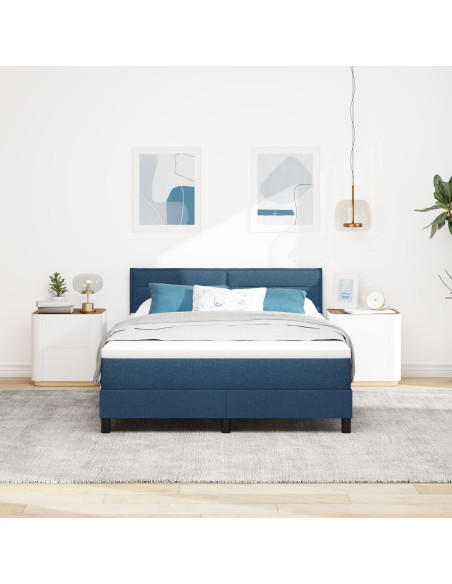 Struttura Letto  con Materasso Blu Navy Tessuto 160 x 200 cm Letto