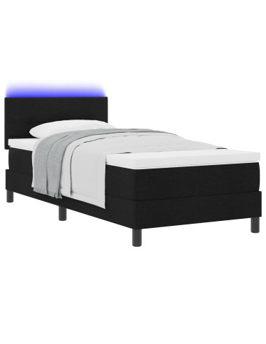 Letto a molle con materasso con led Nero 90 x 200 cm Tessuto