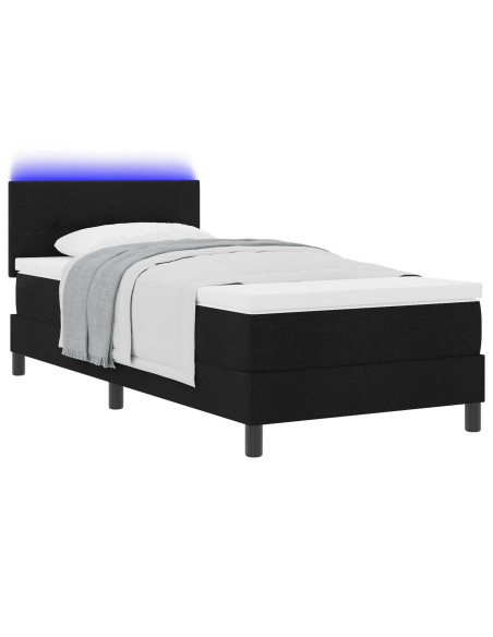 Letto a molle con materasso con led Nero 90 x 200 cm Tessuto