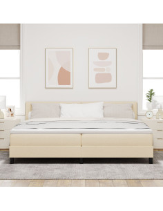 Letto a molle con materasso con led Crema 200 x 200 cm Tessuto