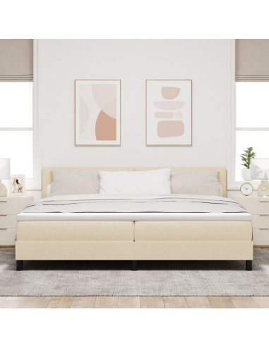 Letto a molle con materasso con led Crema 200 x 200 cm Tessuto