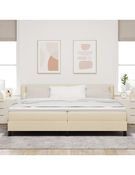 Letto a molle con materasso con led Crema 200 x 200 cm Tessuto