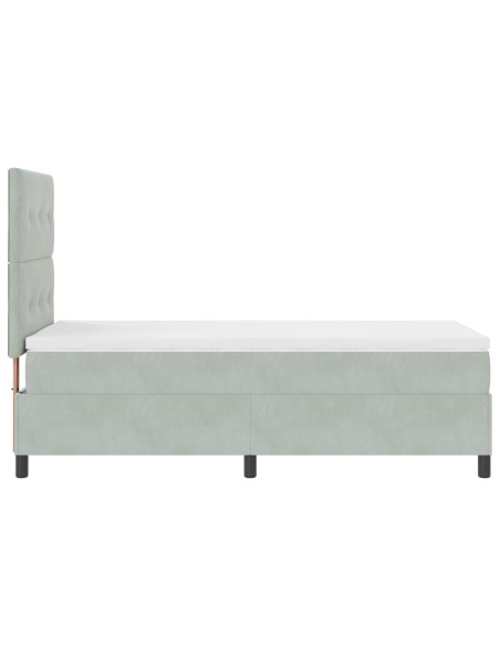 Letto a Rete con Materasso e Luce LED Grigio Chiaro 90x200 cm Velluto