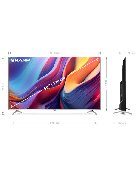 TV 50 SHARP QLED 50GP6265E 4K UHD GOOGLE TV SMART QLED TVSAT CERT