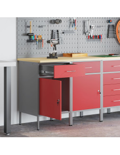 Mobile da lavoro 2 pcs Rosso e Grigio 100 x 55 x 85 cm