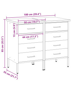 Mobile da lavoro con ruota 2 pcs Nero e Grigio 75 x 45 x 85 cm