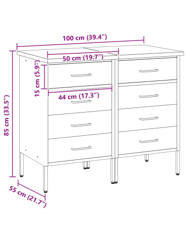 Mobile da lavoro con ruota 2 pcs Nero e Grigio 75 x 45 x 85 cm