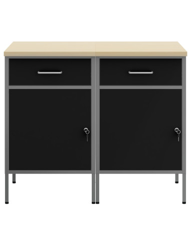 Mobile da lavoro 2 pcs Nero e Grigio 100 x 55 x 85 cm