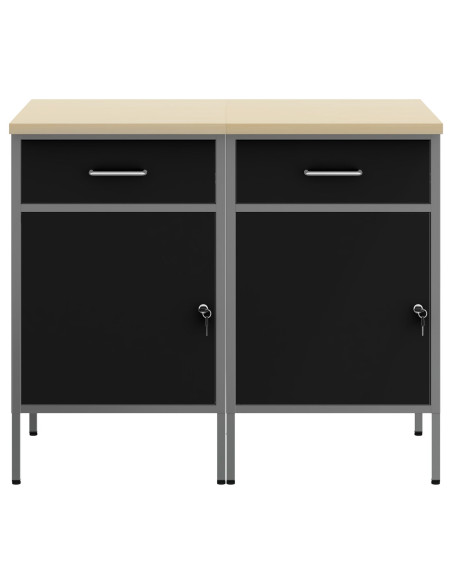 Mobile da lavoro 2 pcs Nero e Grigio 100 x 55 x 85 cm