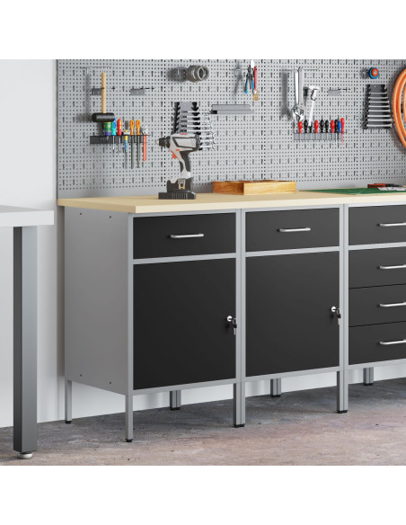 Mobile da lavoro 2 pcs Nero e Grigio 100 x 55 x 85 cm