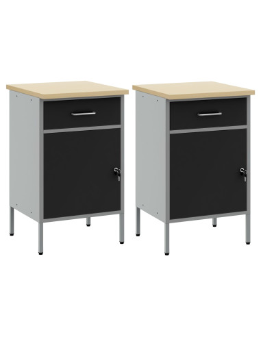 Mobile da lavoro 2 pcs Nero e Grigio 100 x 55 x 85 cm