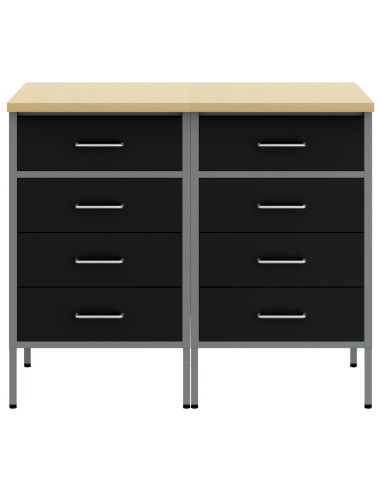 Mobile da lavoro con ruota 2 pcs Nero e Grigio 75 x 45 x 85 cm