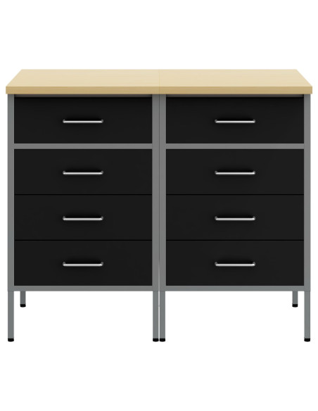 Mobile da lavoro con ruota 2 pcs Nero e Grigio 75 x 45 x 85 cm