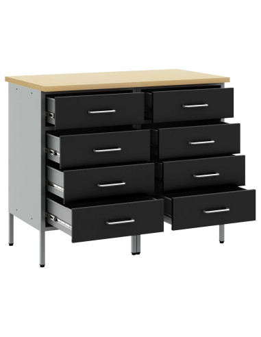 Mobile da lavoro con ruota 2 pcs Nero e Grigio 75 x 45 x 85 cm