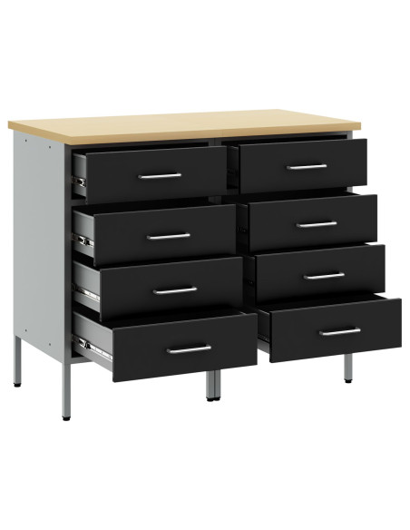 Mobile da lavoro con ruota 2 pcs Nero e Grigio 75 x 45 x 85 cm