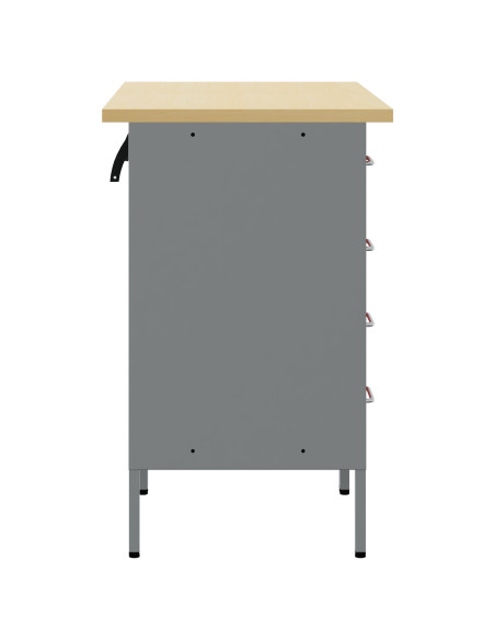 Mobile da lavoro con ruota 2 pcs Rosso e Grigio 75 x 45 x 85 cm