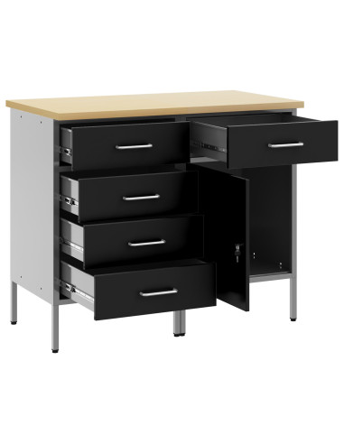 Mobile da lavoro con ruota 2 pcs Nero e Grigio 75 x 45 x 85 cm