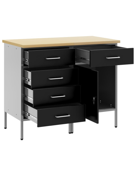 Mobile da lavoro con ruota 2 pcs Nero e Grigio 75 x 45 x 85 cm