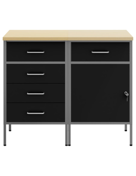 Mobile da lavoro con ruota 2 pcs Nero e Grigio 75 x 45 x 85 cm