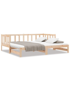 Divano Letto con Letto Estraibile 90x190 cm Legno Massello Pino