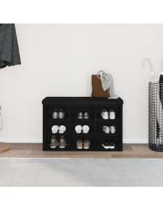 Panca per scarpe Nero 80 x 30 x 48 cm Legno multistrato 2