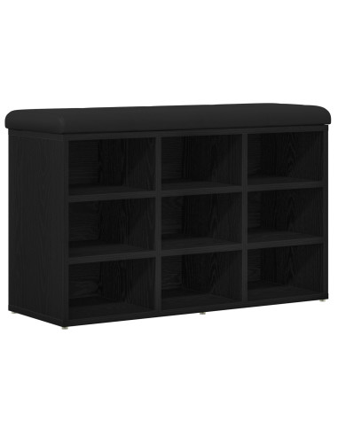Panca per scarpe Nero 80 x 30 x 48 cm Legno multistrato