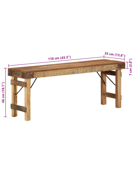 Panchina  110x35x46 cm in legno massello di recupero