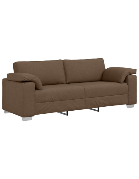 Set Divani  3 Pezzi con Cuscini in Tessuto Marrone