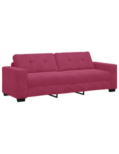 Set Divano  a 2 Pezzi con Cuscini in Velluto Rosso Vino