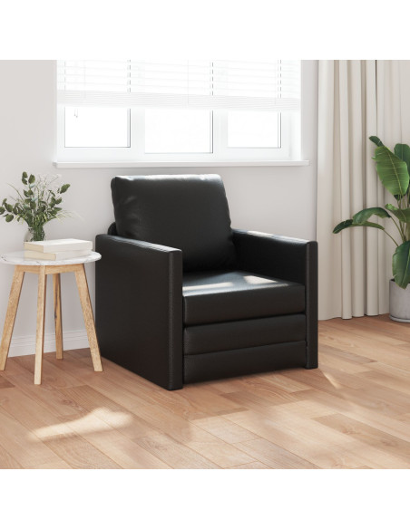 Divano Letto 2-in-1 Nera 74x77x81 cm Pelle Sintetica