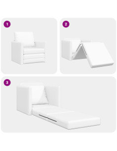 Divano letto 60cm Bianco Pelle Artificiale 2