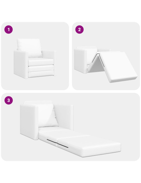 Divano Letto  2-in-1 Bianco 74x77x81 cm Pelle Sintetica