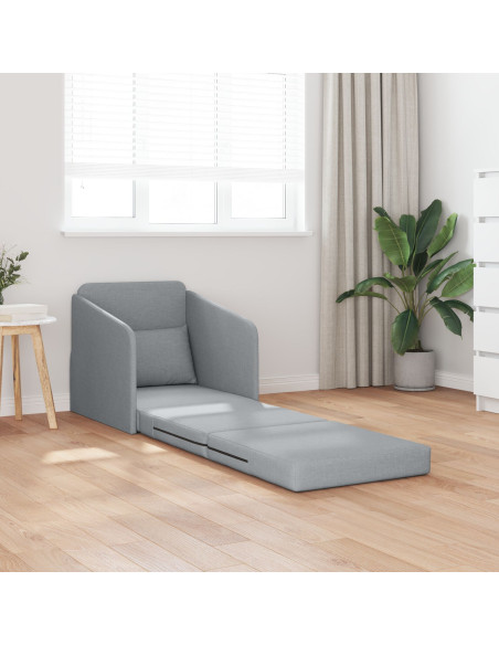 Divano Letto a Pavimento 2-in-1 Grigio Chiaro 65x80x83 cm Tessuto