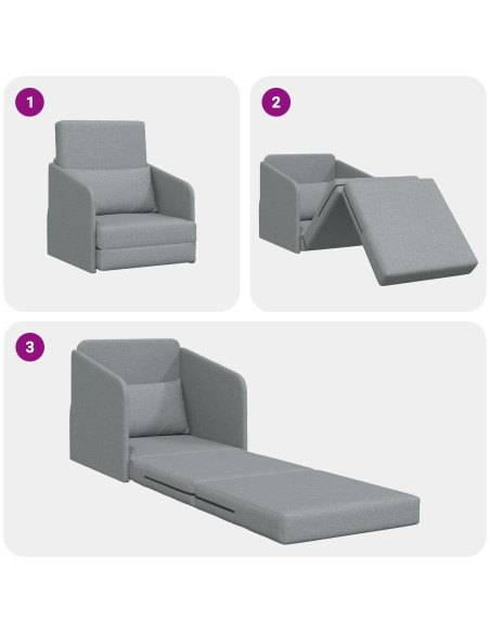 Divano Letto a Pavimento 2-in-1 Grigio Chiaro 65x80x83 cm Tessuto