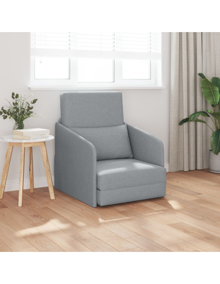 Divano Letto a Pavimento 2-in-1 Grigio Chiaro 65x80x83 cm Tessuto
