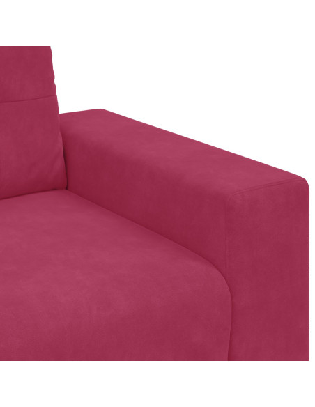 Set Divano  a 2 Pezzi con Cuscini in Velluto Rosso Vino