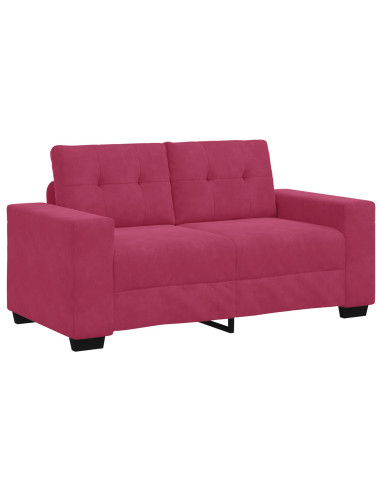 Set Divano  a 2 Pezzi con Cuscini in Velluto Rosso Vino