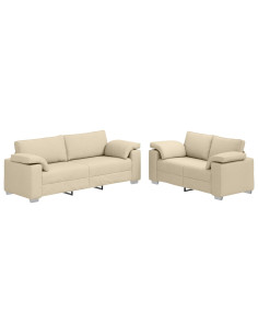 Divano 2 pcs Crema 219 x 80 x 82 cm Tessuto 2