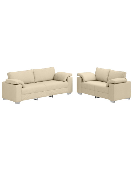 Divano 2 pcs Crema 219 x 80 x 82 cm Tessuto