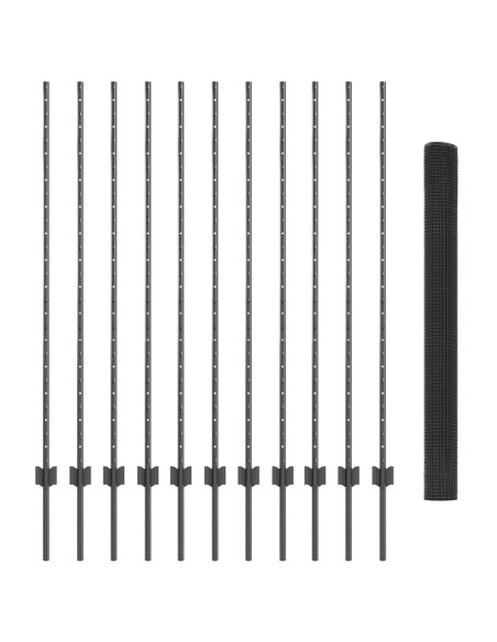 Recinzione con Posto Grigio 1,4 x 25 m Acciaio e PVC