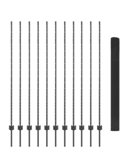 Recinzione in Rete Saldata  con 22 Post U Grigio 1.6x25 m Acciaio