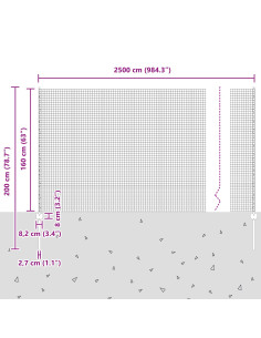 Recinzione con Posto Grigio 1,6 x 25 m Acciaio e PVC