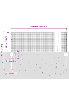 Recinzione con Posto Grigio 0,4 x 50 m Acciaio e PVC