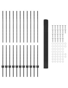Recinzione con Posto Grigio 1,4 x 25 m Acciaio e PVC 2